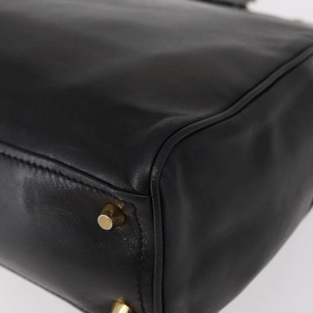 PRADA Hand Bag Leather Black Gold - Picture 12 of 16